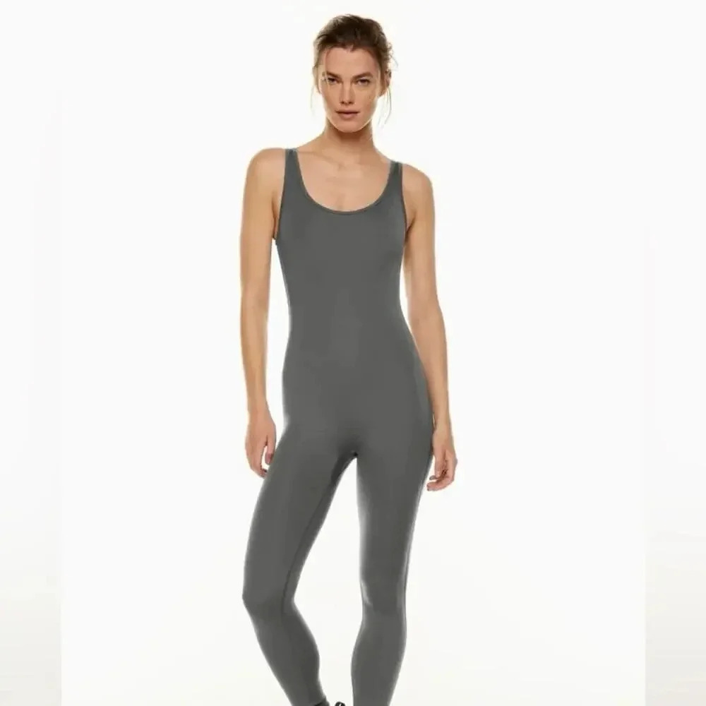 TNA Aritzia Action TnAction FLARE Leg Grey Gray Athletic Jumpsuit- Medium